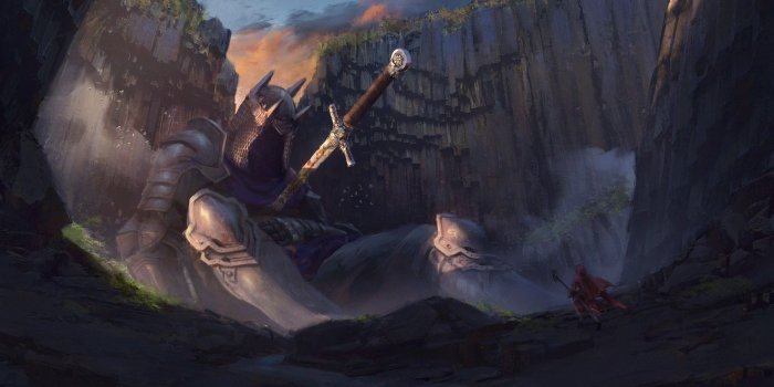 1920x1080 Download 1920x1080 Knight, Fantasy World, Giant Sword, Magician
