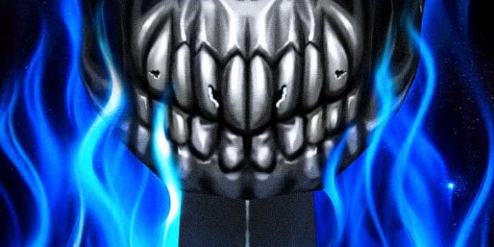 720x1280 Flame Skull fire. Blue metal skull wallpaper. #fire #flame #skull