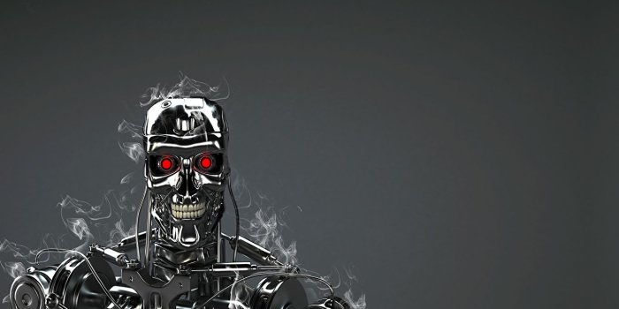 1365x1024 Picture Fantasy The Terminator robots T-800 technology red eyes