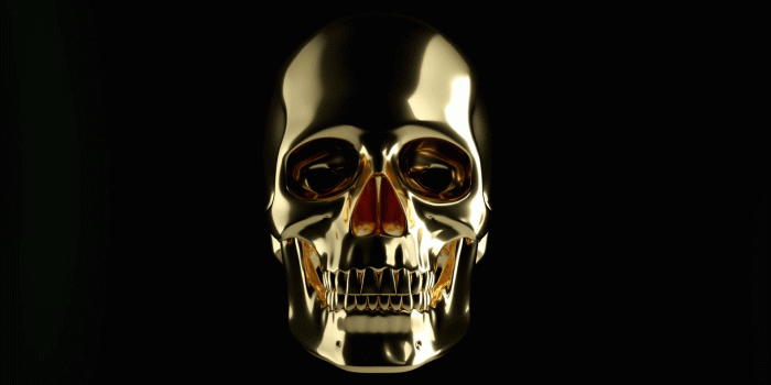 1920x1080 Golden skull appearing from the dark. black background with alpha channel  Motion Background - Storyblocks Video