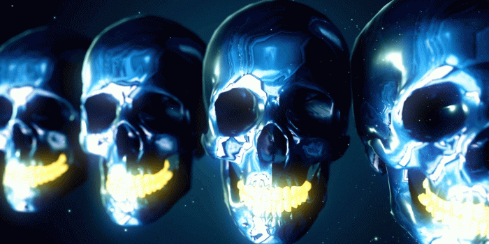 1920x1080 Abstract Loopable metallic skulls isolated on blue Stock Video Footage -  Storyblocks Video