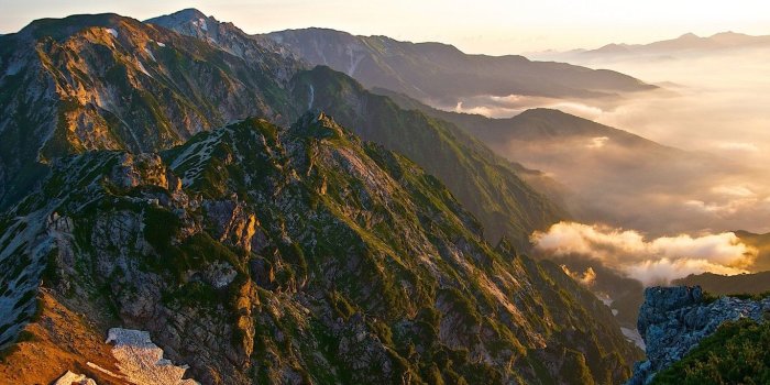 1366x768 Mountains: Japanese Mountains Sunset Green Japan Best Wallpapers for