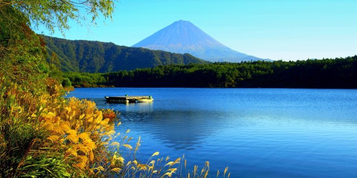 1920x1080 Mountains: Fuji Mountain Plants Mount Lake Boat Japan Mountains Ios