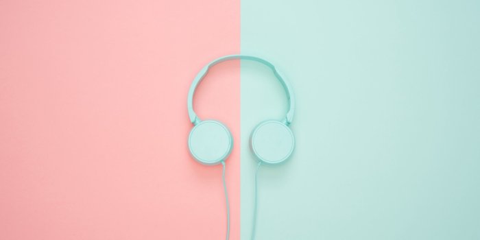 2560x1080 Download wallpaper 2560x1080 headphones, minimalism, pastel, pink