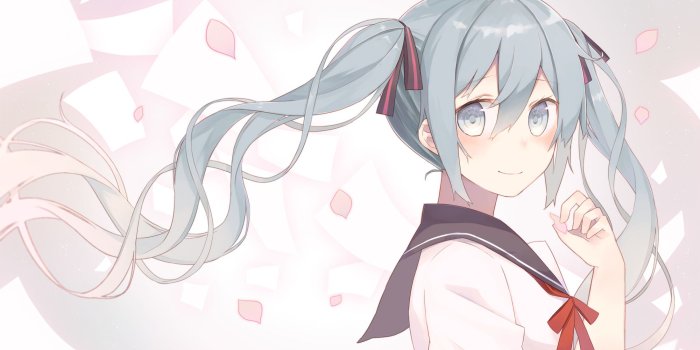 2001x1126 Hatsune Miku, wallpaper, anime girl, Vocaloid, anime, blue hair
