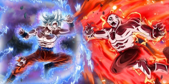1191x670 Goku Full Ultra Instinct VS Jiren by Maniaxoi | Tattoo ideas | Goku