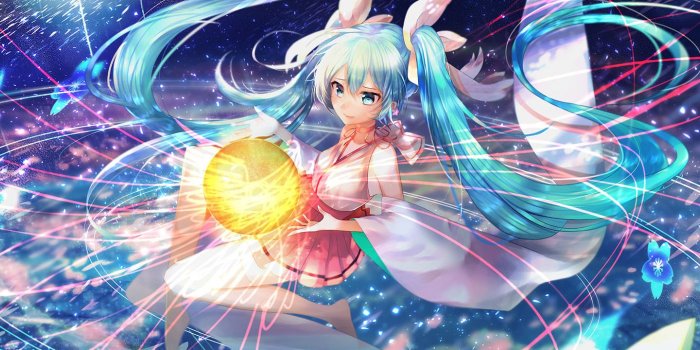 1400x1050 Download 1400x1050 wallpaper hatsune miku, cute, long hair, fire