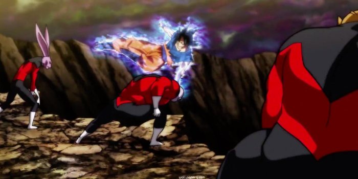1366x667 Download Dragon ball super goku ultra instinct jiren crew fight