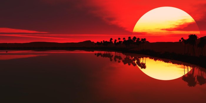 2560x1600 Beautiful Red Sunset Over Lake Desktop Wallpaper