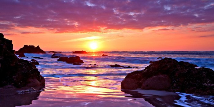 1920x1080 Ocean in Sunset Sky wallpaper - Beach wallpapers - #28082