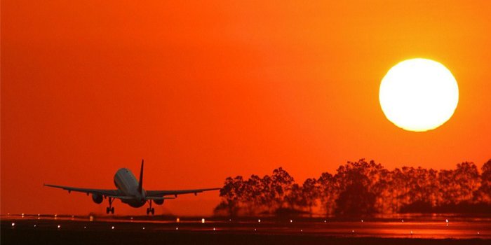 1920x1080 Airplane Sunset Desktop Wallpaper
