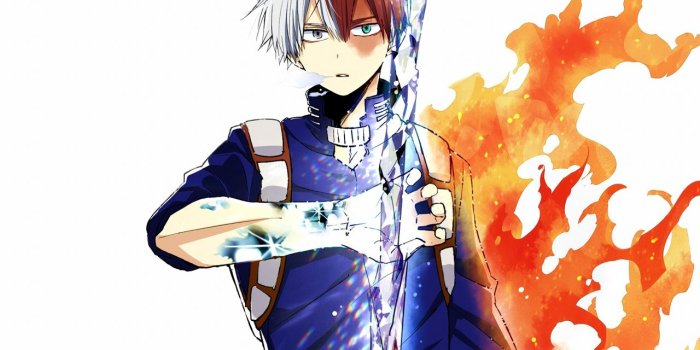 1280x1024 Download 1280x1024 wallpaper anime, shouto todoroki, ice and fire