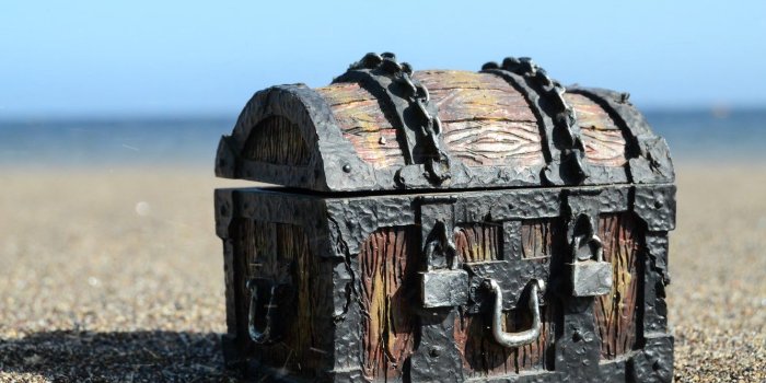 1332x850 Wallpaper metal, wood, sand, chains, locks, old treasure chest