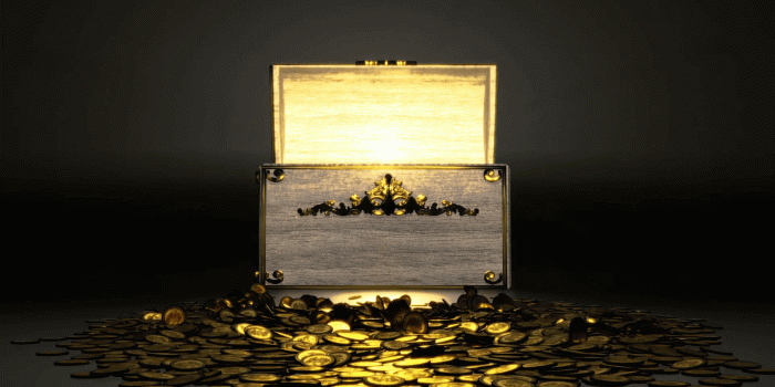 1920x1080 Treasure chest opens to spill golden coins onto the floor. Motion  Background - Storyblocks Video