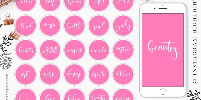 2000x2000 Pink Instagram Story Icons Hot Pink Girly Highlight Covers Text Hand  Lettered Social Media Set Phone Wallpaper Cute Girly Chic Valentine