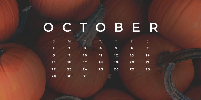2048x2048 Free October 2017 Calendar for Desktop, iPad, and iPhone