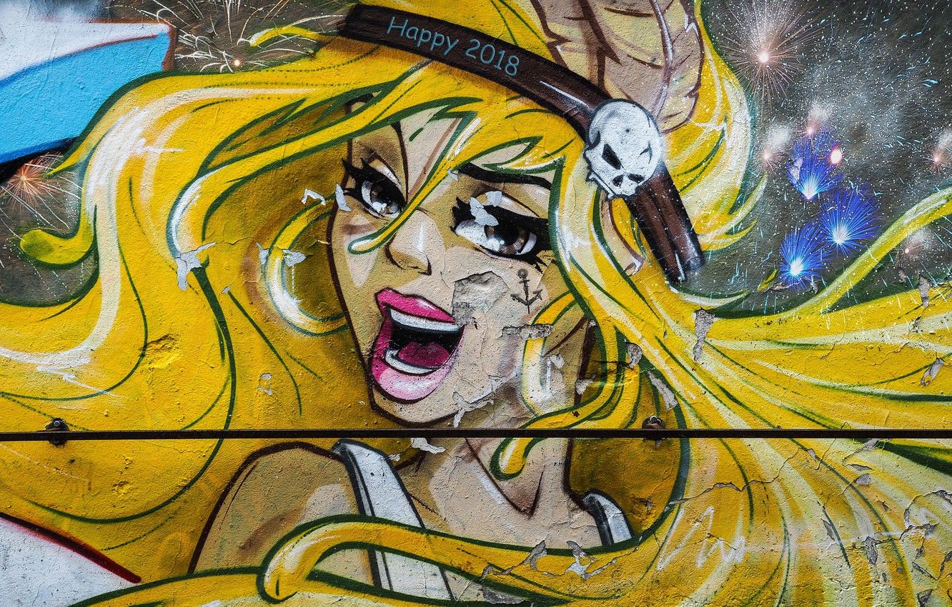 1332x850 Wallpaper wall, graffiti, figure images for desktop, section разное