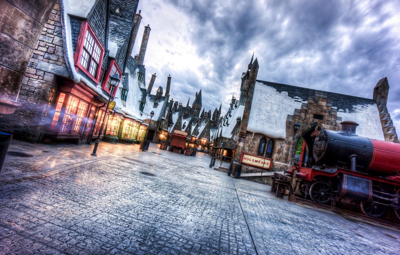 1332x850 Wallpaper winter, snow, street, home, town, universal studios