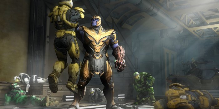 3840x2160 Marvel Thanos And Halo Spartan 4k thanos-wallpapers, marvel