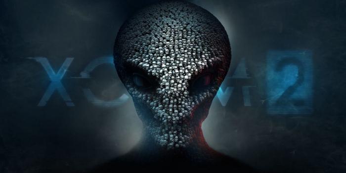 1366x768 Download wallpaper 1366x768 alien, xcom 2, lettering, skull, art