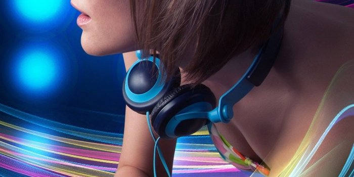 1080x1920 DJ, girl, abstraction lines, headphones, record, music theme