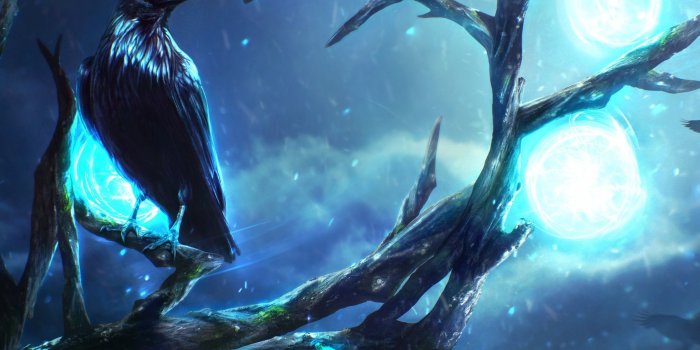 2880x1800 Download 2880x1800 Moonlight, Magic, Raven, Dark, Forest, Artwork