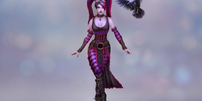 1332x850 Wallpaper Girl, Raven, Art, Morrigan, Twisted Metal, Andy Timm