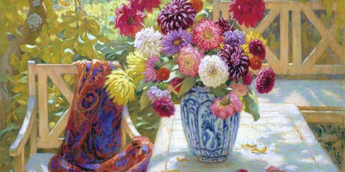1500x1080 Flowers: Vase Table Blue Lovely Outdoors Painted Garden Floral