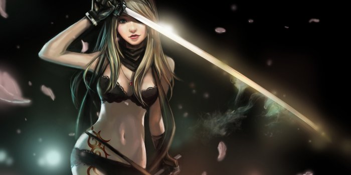 2880x1800 Girl with a glowing katana sword wallpaper - Anime wallpapers - #18574