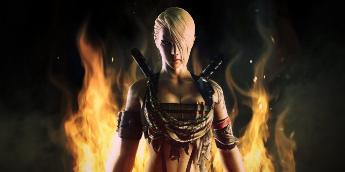 1920x1200 crossfire girl blonde hair fire swords fighter wallpaper hd