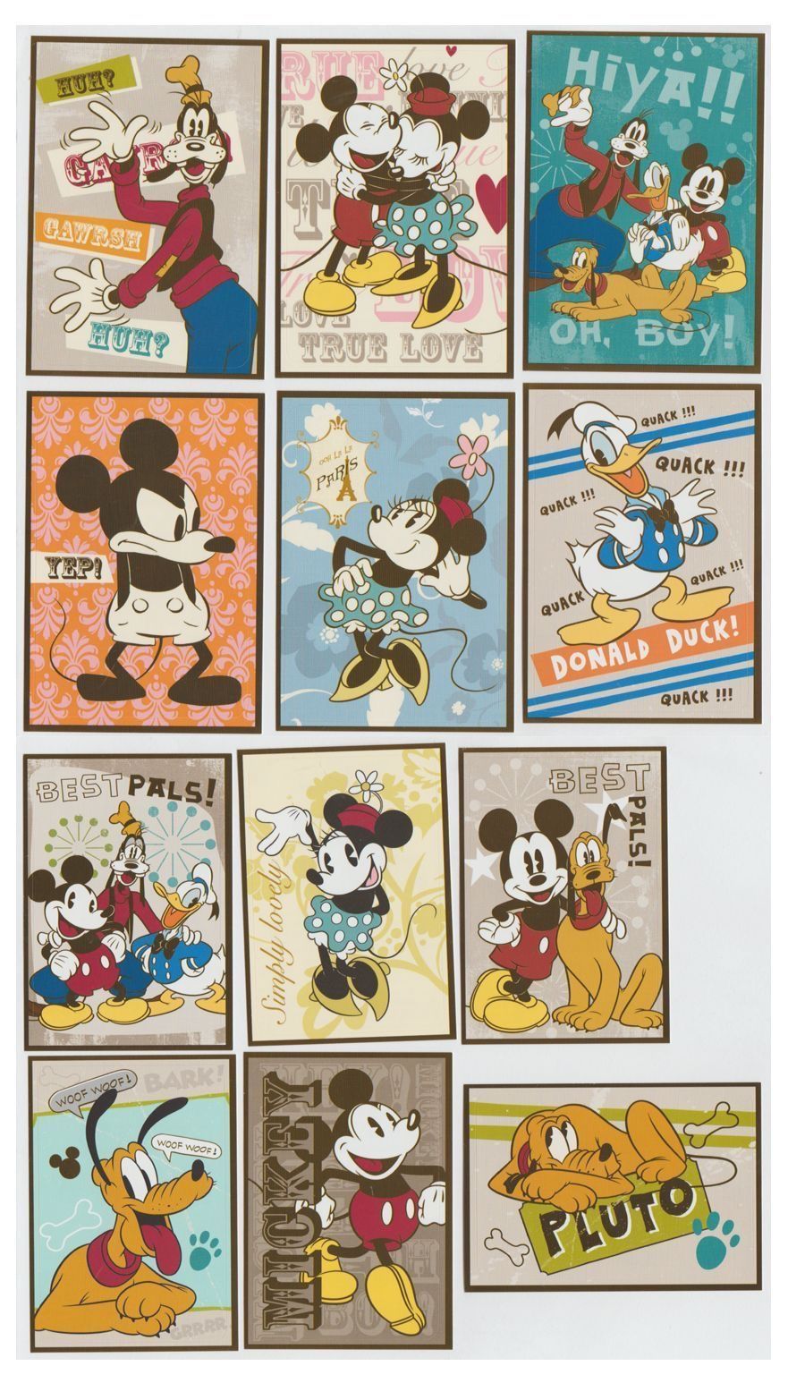 881x1546 Retro Mickey Mouse & friends “stickers” | Retro Disney | Disney