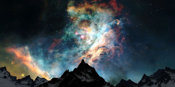 1680x1050 mountains, Clouds, Nature, Snow, Outer, Space, Night, Stars, Colors