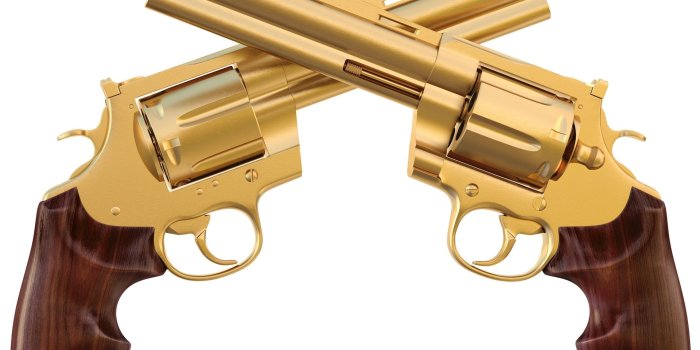 1920x1080 Photos Pistols Revolver gold timber Gold color Closeup 1920x1080
