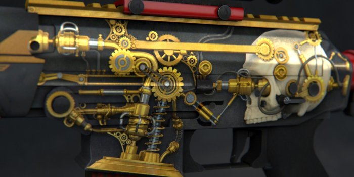 1680x1050 Download wallpaper weapons, gold, design, skull, teeth, figurine