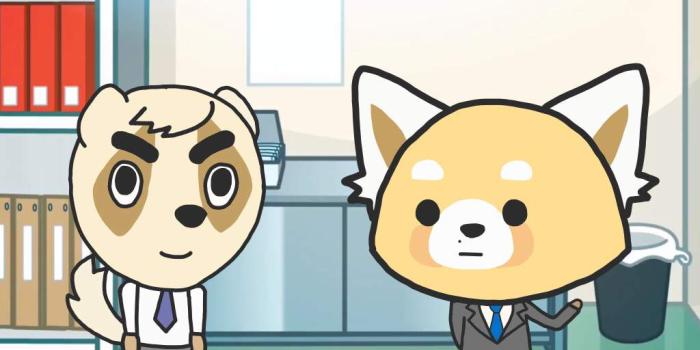 1024x768 Resasuke showing Doug around the office | Aggretsuko/アグレッシブ