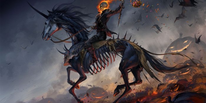 1920x1200 Wallpaper of Halloween, Horse, Jack-o'-lantern, Skeleton background