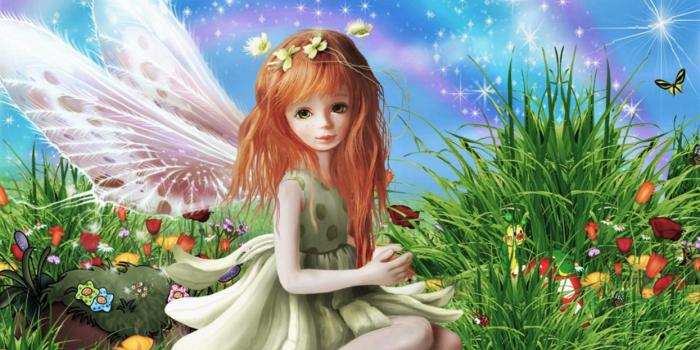 1245x700 Artistic Fairy Flower Girl Grass Little Girl Wings wallpaper