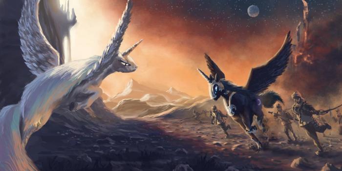 1920x1080 My Little Pony, Fighting, Fantasy Art, Unicorns, Wings Wallpapers HD