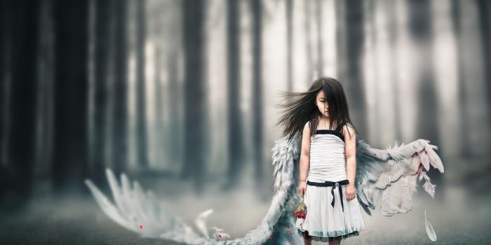 1920x1200 Wallpaper Little angel girl, wings, injured 1920x1200 HD Picture, Image
