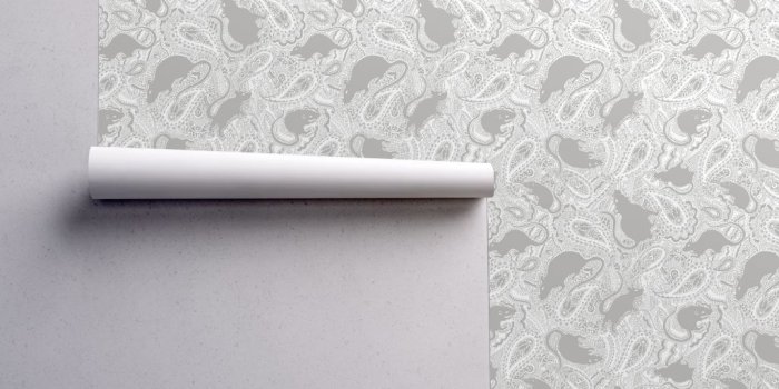 1024x1024 Rat-paisley-white-grey-MEDIUM wallpaper - paisleypower - Spoonflower