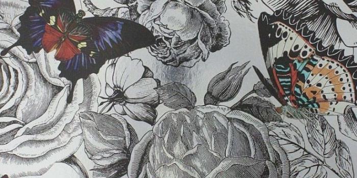 735x1102 Butterfly Garden Original on Foil by Osborne & Little - W6592/02 in