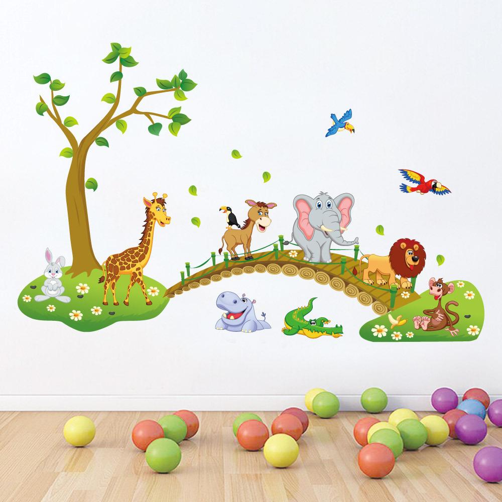 1000x1000 90*60cm Cute Cartoon Animals Wall Stickers Wallpaper PVC Art Mural Wall  Decal For Kid s Room And Nursery Decoration Removable