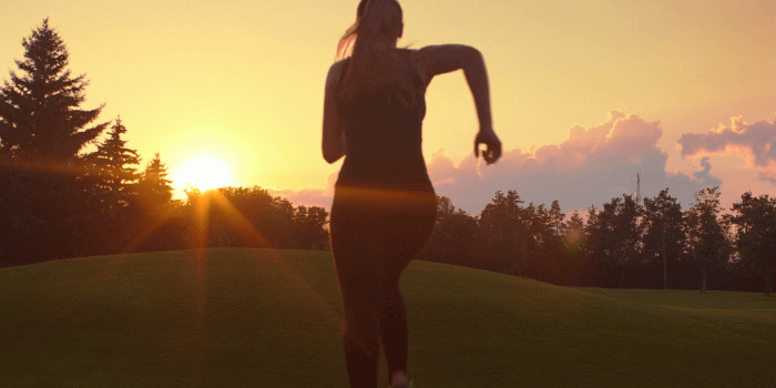 1920x1080 Woman running back at sunset. Young woman running sunset. Fitness woman  running outdoors. Real woman running in park at sunset. Fitness workout  outdoor. Female runner athlete training outside