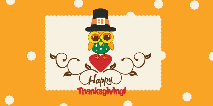 3840x2160 Cute owl wishing you Happy Thanksgiving wallpaper - Holiday
