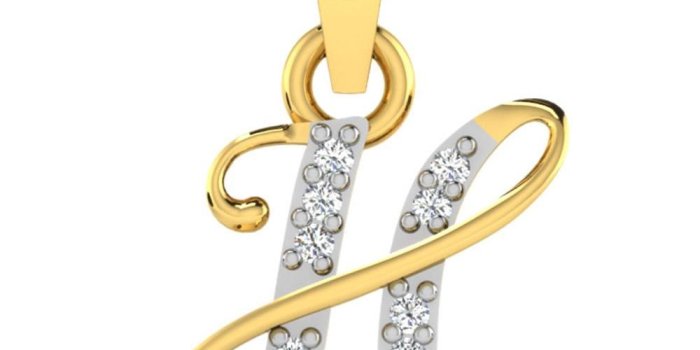 1000x1000 Viva Jewellery Gold & Diamond Pendant - H Name Gold Pendant, Hd