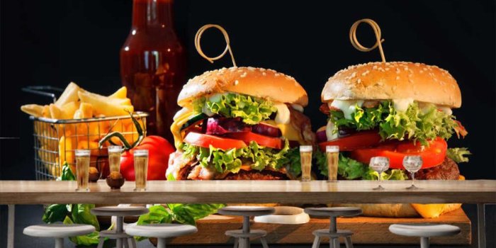 1000x800 Papel de pared Fast food Hamburger Vegetables Food 3d wallpaper,living room  kitchen restaurant fast food shop paper home decor