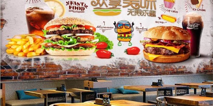 1000x800 US $9.12 43% OFF|beibehang 3d wallpaper wall burger fast food restaurant  wallpaper home decor wall papers home decor wallpaper for walls in rolls-in 