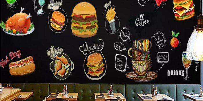 1000x800 Custom silky modern fashion wallpaper HD hand-painted fast food restaurant  backgroundpapel de parede 3d wall papers home decorpapier peint