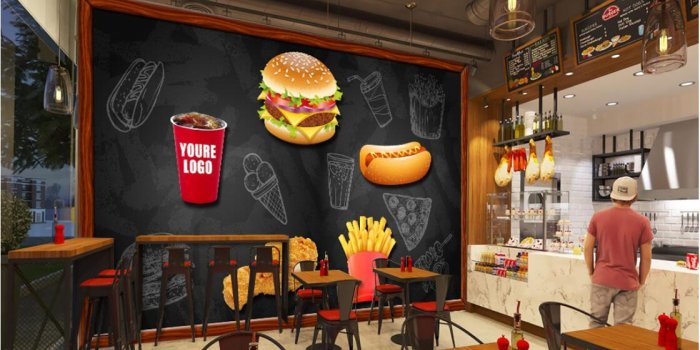 1120x876 3d wallpaper custom photo mural Vintage Blackboard Western Style Fast Food  Background murals wallpaper 3d landscape wall tapestry 3d