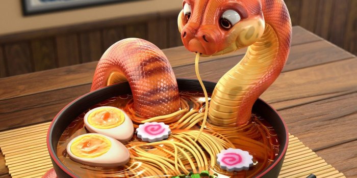 1332x850 Wallpaper food, snake, art, soup, restaurant, noodles, Snake